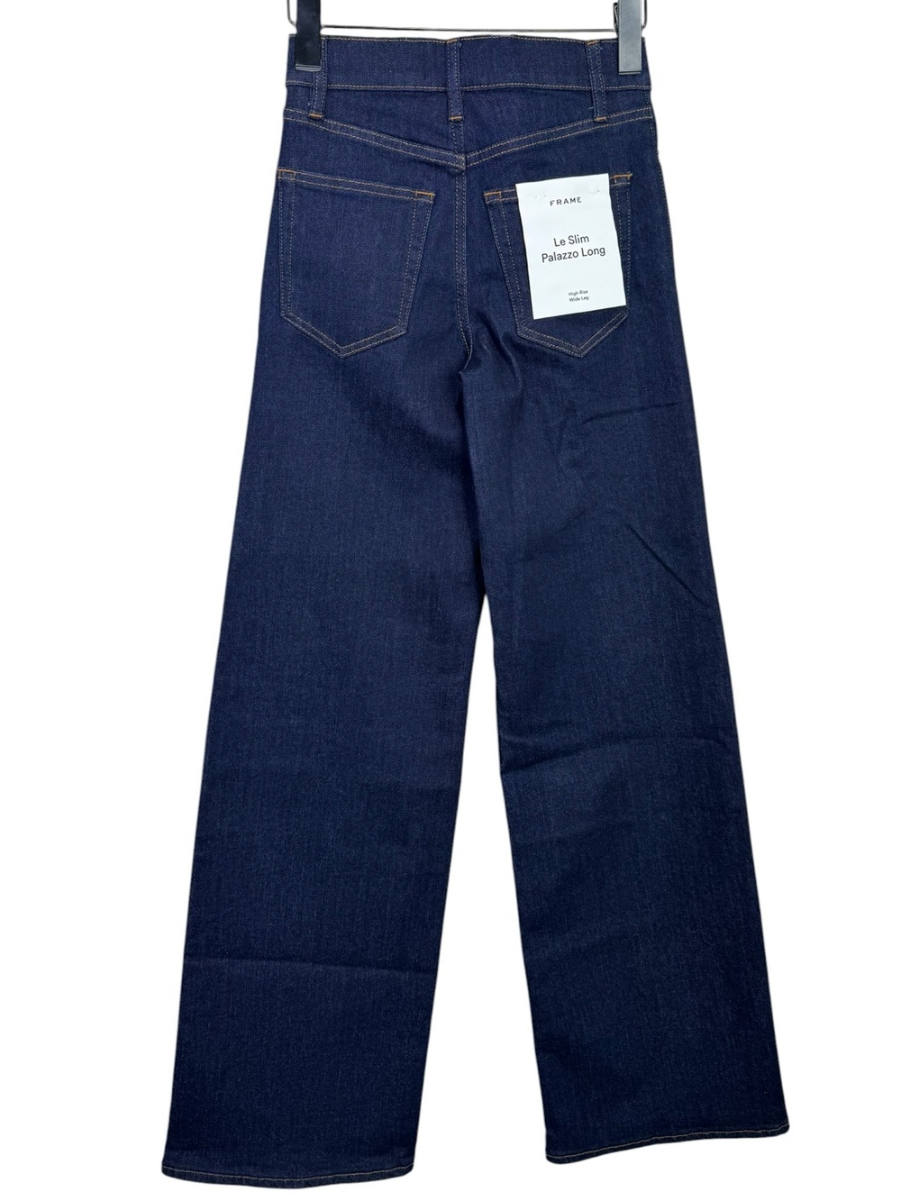NEW Frame Le Slim Palazzo Long Wide Leg Rinse Dark Wash Size 24 - Picture 5 of 7